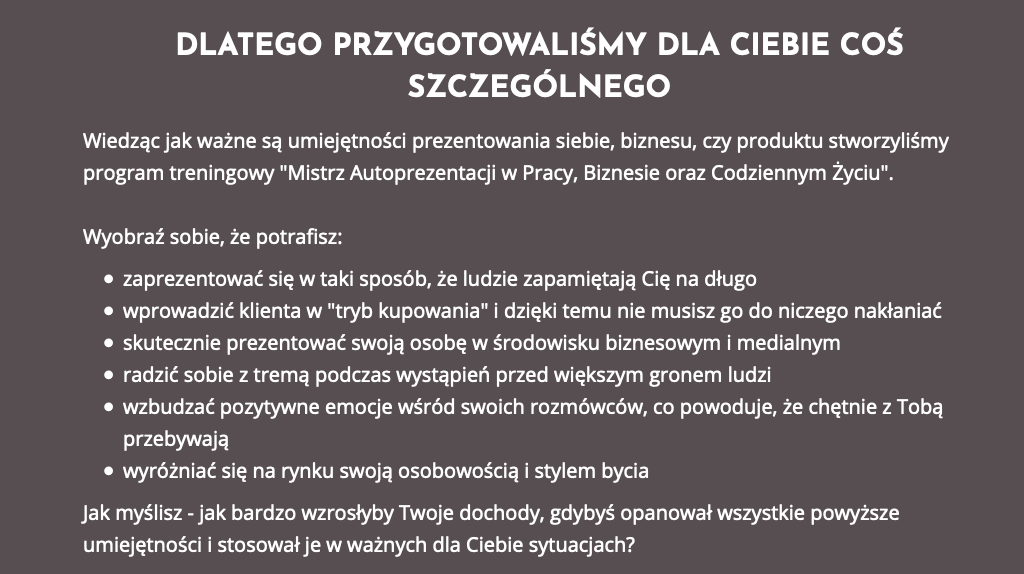 Trening Mistrz Autoprezentacji Akademii Osiagniec